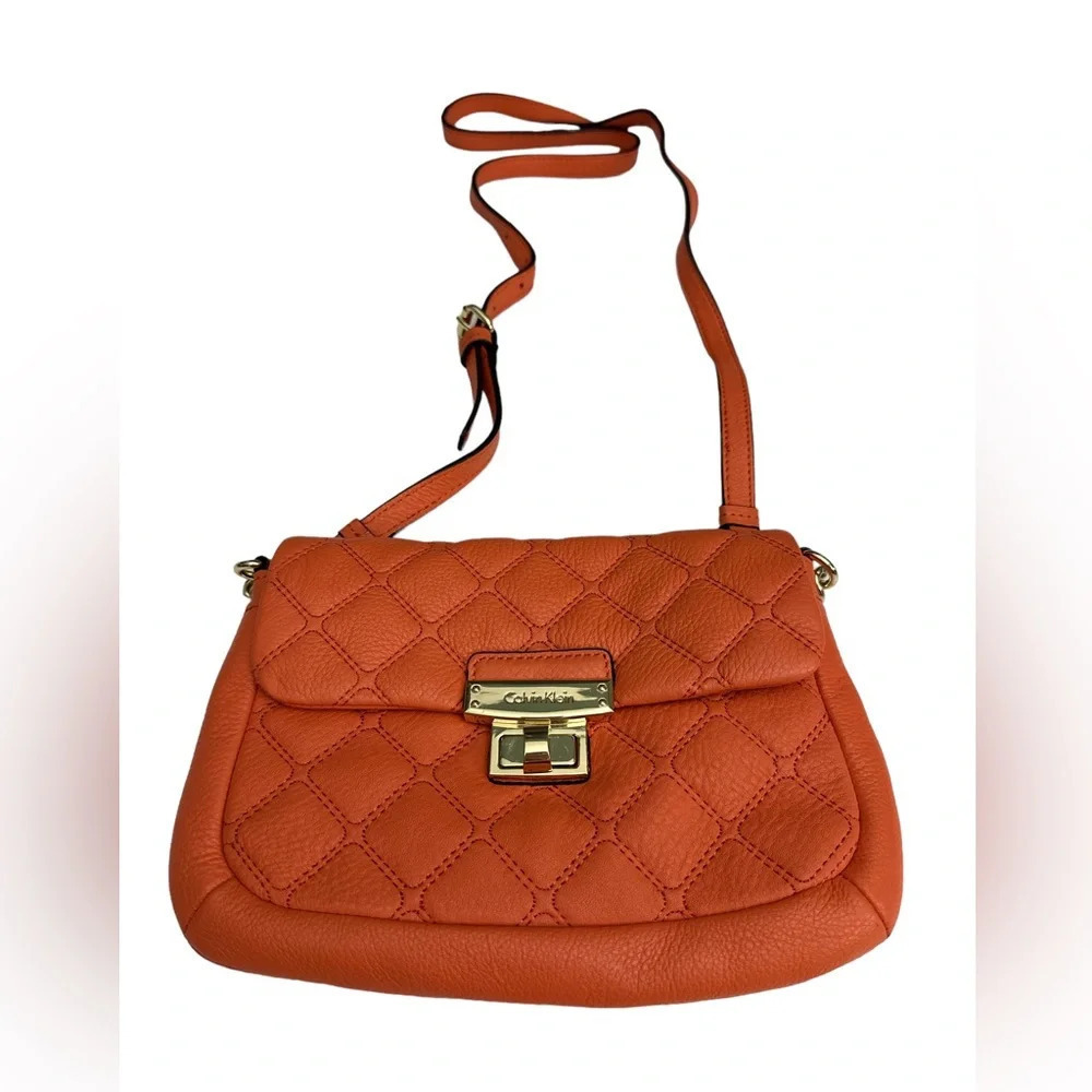Calvin Klein Quilted Small Crossbody Bag  Salmon Colored